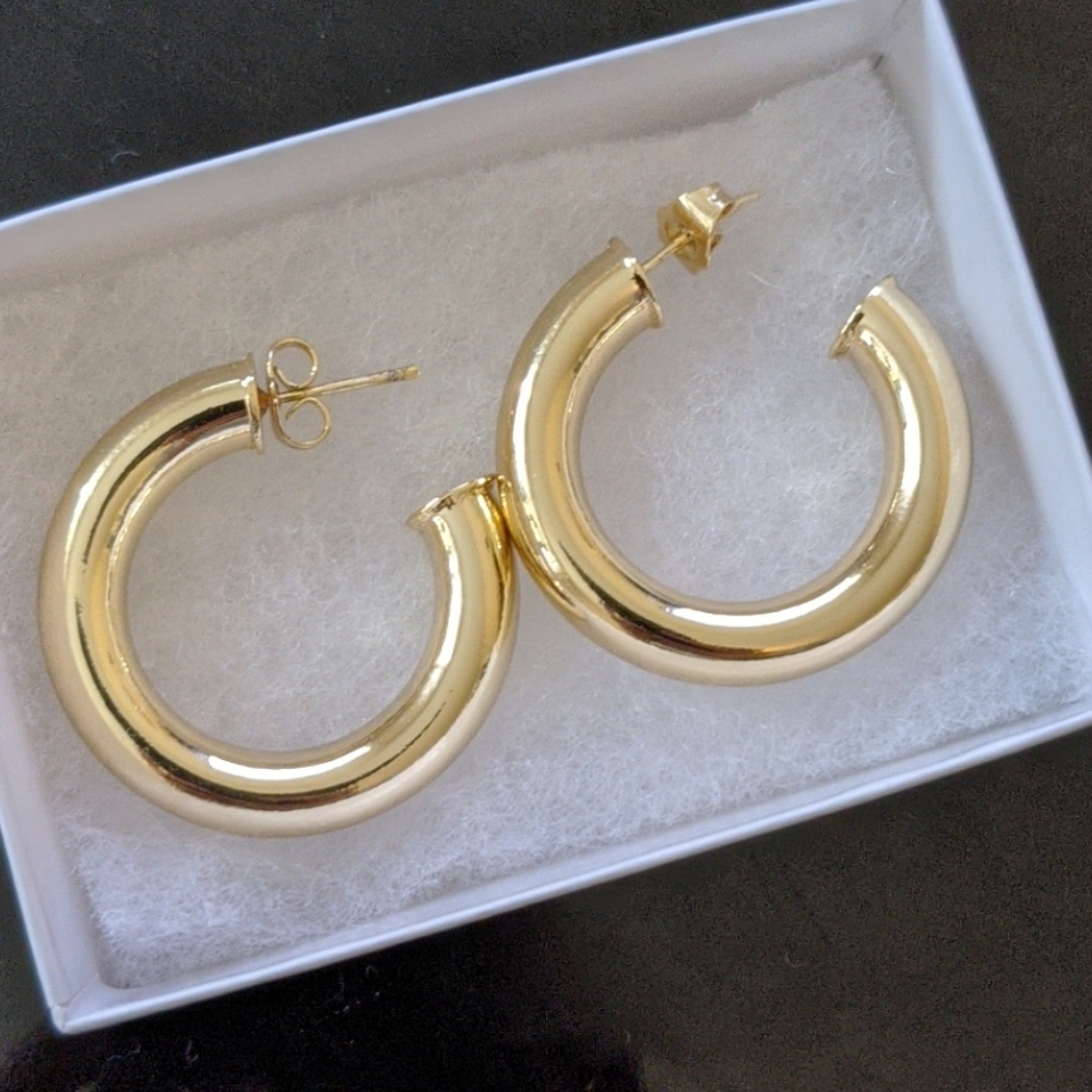 Large chunky gold filled hoops